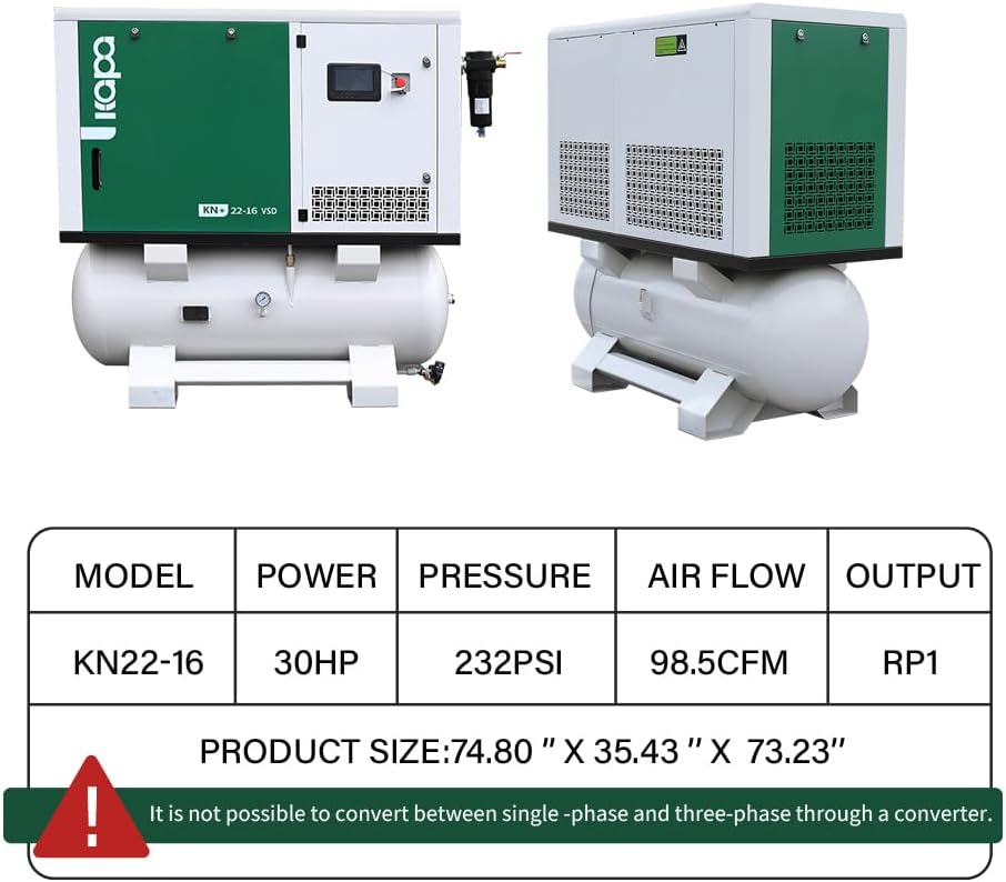 buy KAPA rotary screw air compressor,KAPA 30HP rotary screw compressor review,KAPA rotary screw air compressor pros cons,best integrated dryer air compressor,220V 3 phase screw compressor worth buying,KAPA vs other rotary screw compressors unboxing and complete package contents