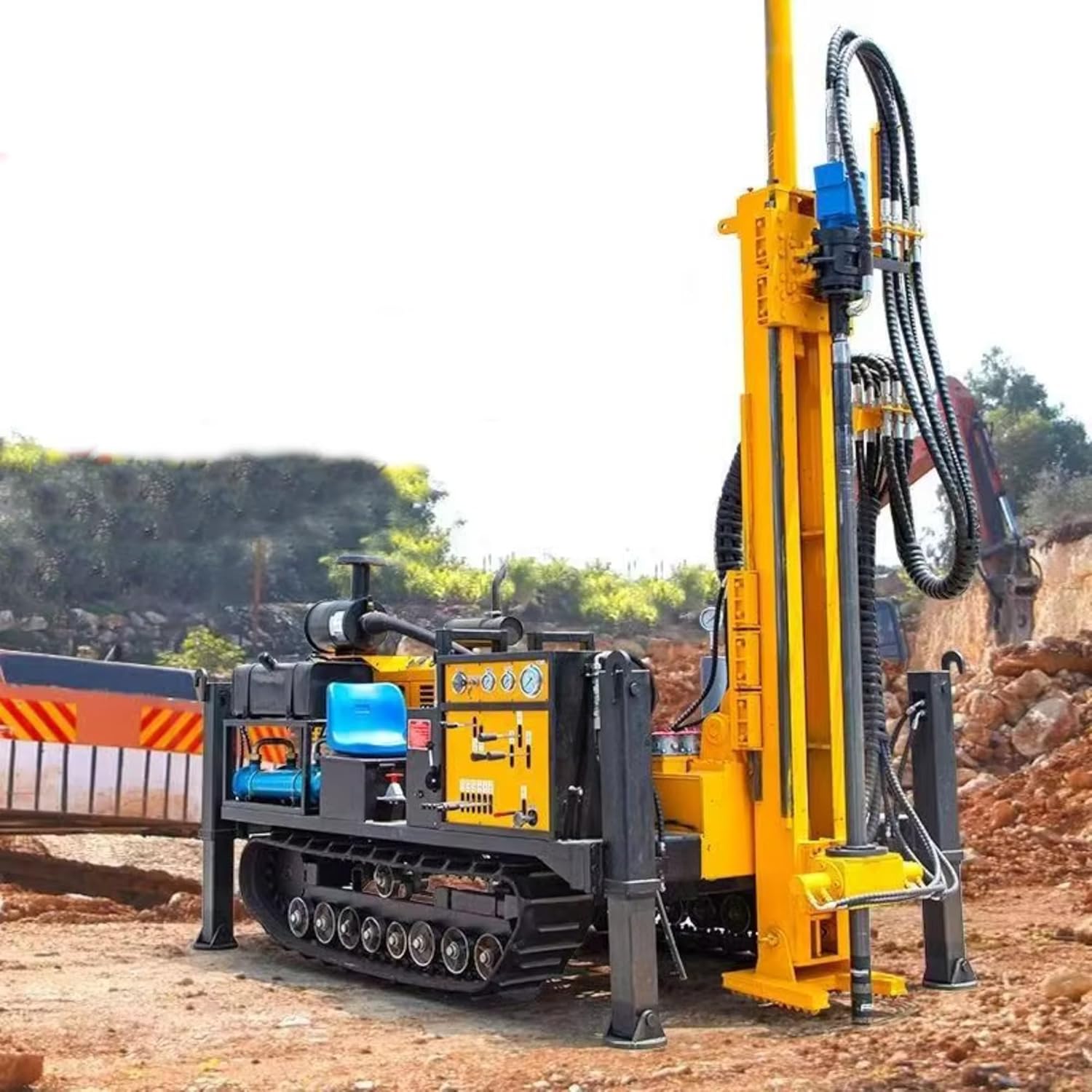 buy tracked water well drilling rig,tracked borehole drilling rig,hydraulic well drilling machine,crawler water well drilling rig,groundwater drilling equipment,portable well drilling rig unboxing and complete package contents