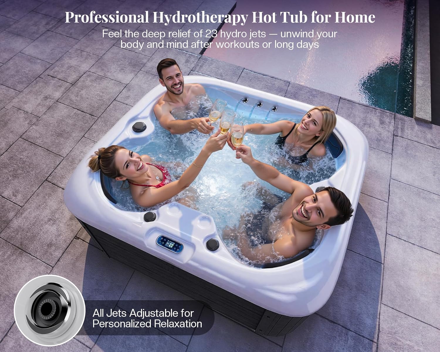 Step-by-step guide for Jocisland 4 person hot tub review,Jocisland hot tub worth buying,plug and play hot tub review,Jocisland hot tub pros cons,best 4 person hot tub 110v,Jocisland spa LED waterfall review - complete tutorial