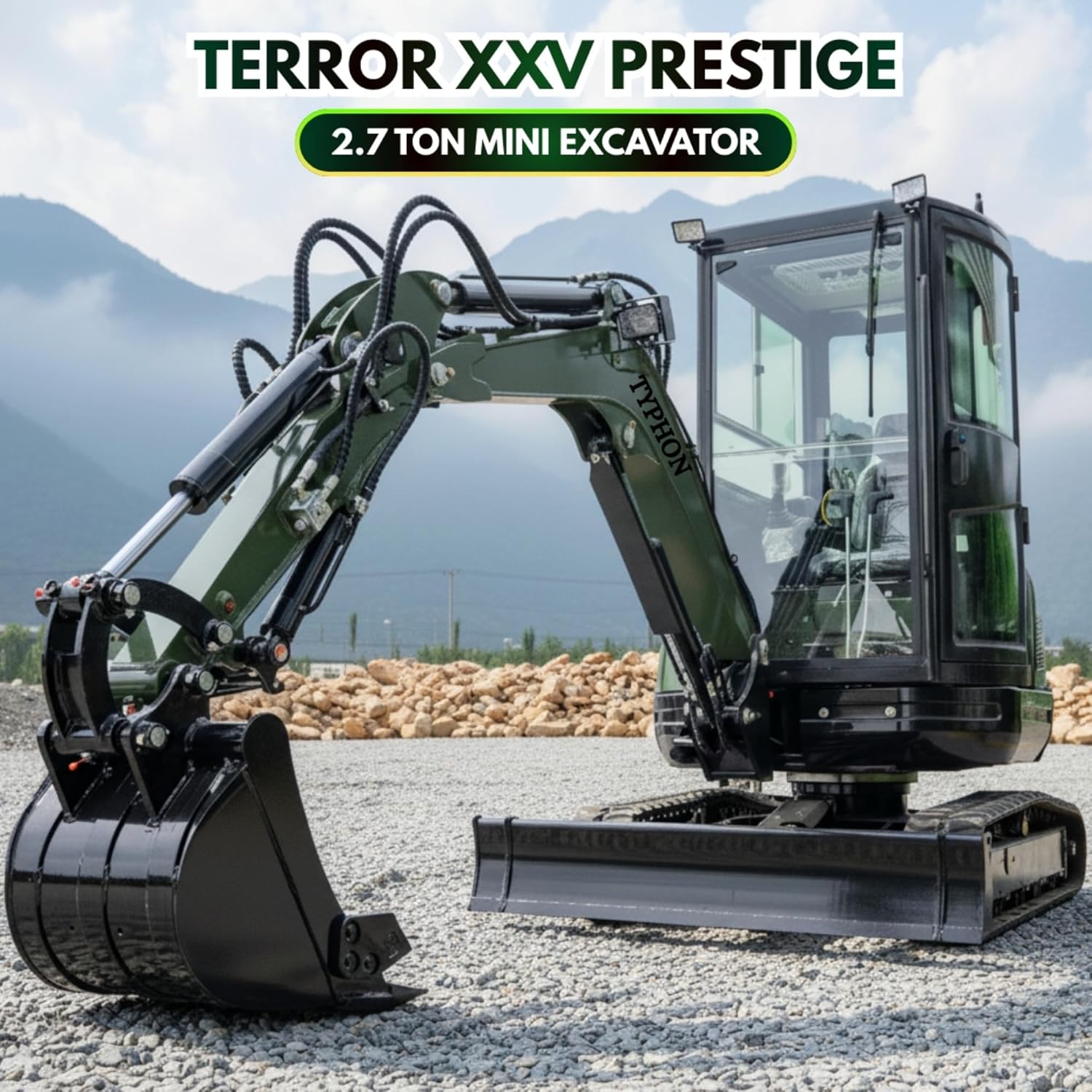 TYPHON TERROR XXV mini excavator review,should I buy TYPHON TERROR XXV,TYPHON TERROR XXV vs Kubota,2.7 ton mini excavator pros cons,TYPHON mini excavator worth buying,best compact excavator with AC unboxing and complete package contents