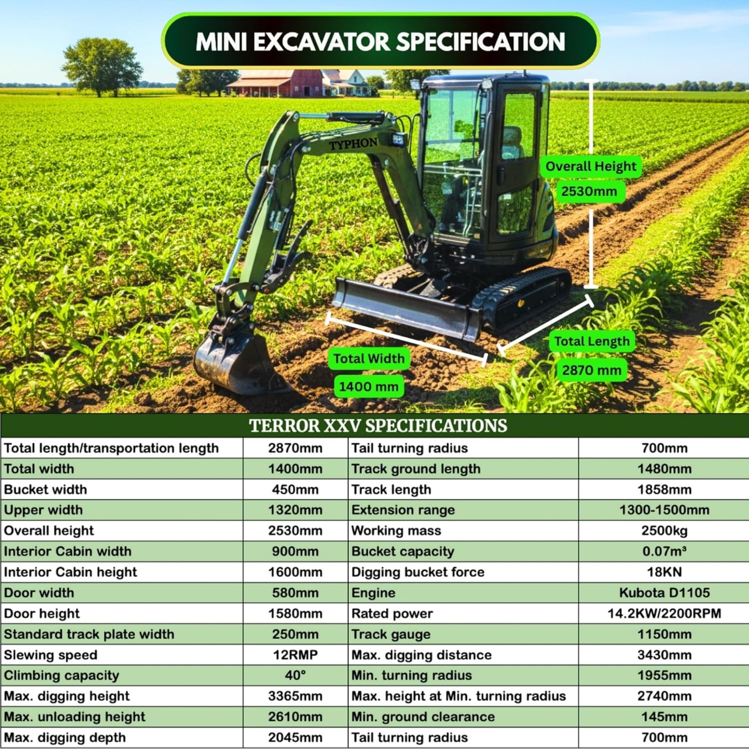 TYPHON TERROR XXV mini excavator review,should I buy TYPHON TERROR XXV,TYPHON TERROR XXV vs Kubota,2.7 ton mini excavator pros cons,TYPHON mini excavator worth buying,best compact excavator with AC performance testing and real-world results