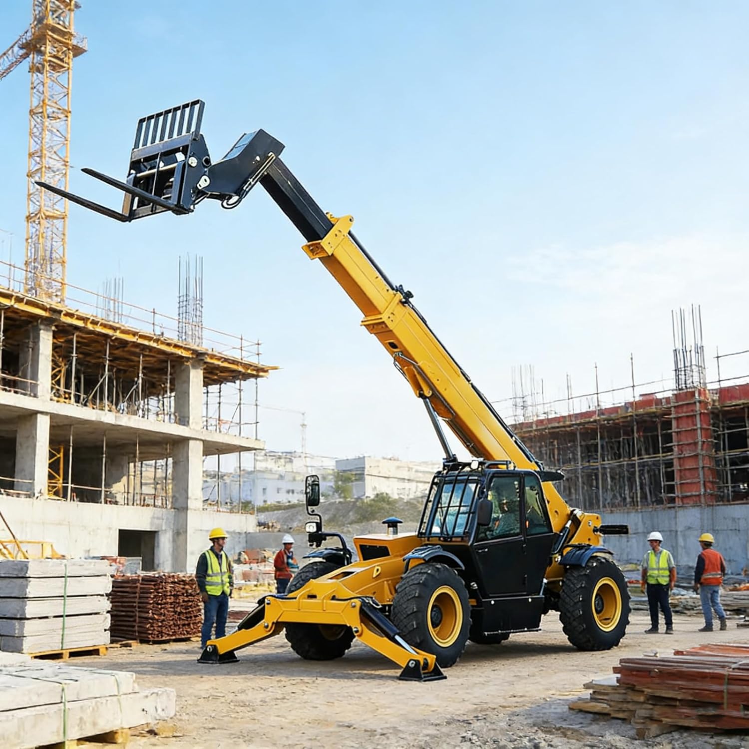buy telehandler telescopic forklift,telehandler vs forklift pros cons,best telehandler for construction,telescopic forklift worth buying,should I buy a telehandler,telehandler multi attachment benefits - detailed features and technical specifications
